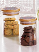 Kuber Industries Borosilicate Glass Jar with Printed Bamboo Lid|Kitchen Organizer Items and Storage|Multi-utility, Leakproof, Airtight Storage Jar for Cookies,Snacks,Tea,Coffee,Sugar|Pack of 2(600ml)